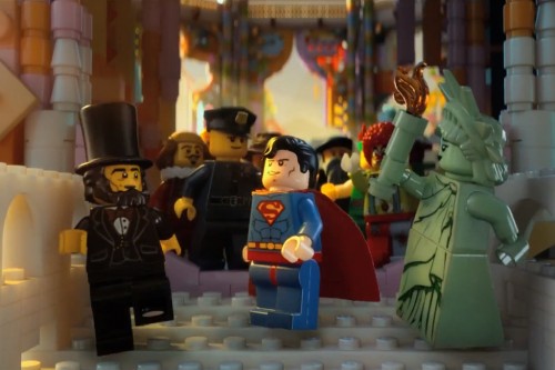 FILM REVIEW: The Lego Movie - Superman, Abraham Lincoln and Statue of Liberty.